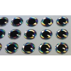 Наклейка голографическая объемная 3D глаз рыбы silver 6 мм