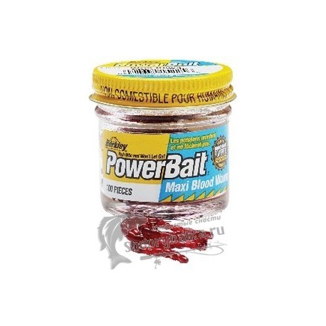 Berkley,  Powerbait Maxi Blood Worm, Искусственный мотыль, 100 шт., крупный, красный